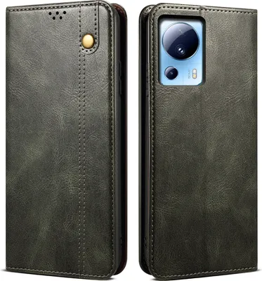 Produktbild von Xiaomi 13 Lite Hülle, Leder Flip Brieftasche Schutzhülle mit Standfunktion für Xiaomi 13 Lite Grün