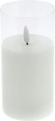 Zdjęcie produktu dla Świeca LED z prawdziwego wosku szklana biała Ø7,5cm H10cm timer