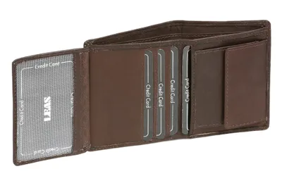 Produktbild von LEAS Damen und Herren Klassische Miniledergeldbörse extra dünn Mini Kombibörse mit Klappe im Hochformat Echt-Leder, braun
