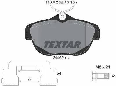 Produktbild von Textar Bremsbeläge hinten für Citroen C6 2,7 HDi 3,0 V6