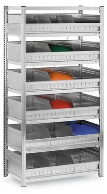 Produktbild von PROREGAL Schüttgutregal Stecksystem MAGNUS  Germany | HxBxT 200x100x30cm | 6 Ebenen | Fachlast 125kg | 18 Schüttgutfächer | Verzinkt