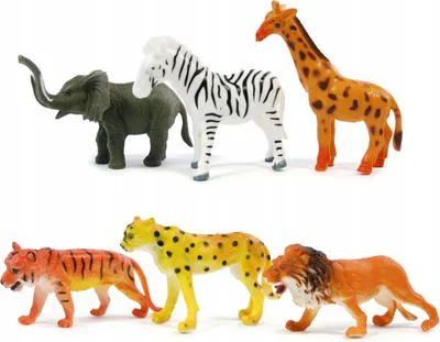 Produktbild von Wildtiere Figuren Set 6 Stück - Zoo Safari Tiere Giraffe Löwe Elefant - Spielzeug Kinder