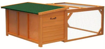 Image de Cage pour lapins - Conception en bois durable - Toit en bitume résistant aux intempéries - 125,5 x 100 x 49 cm