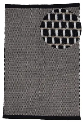 Produktbild von Wollteppich Mona Schwarz 200x290 cm | Moderner Teppich für Wohn- und Schlafzimmer