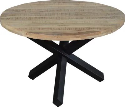 Produktbild von Esszimmertisch rund 130 cm Mangoholz Natur Schwarz RUNIS