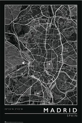Produktbild von City Map - Madrid - Poster Plakat Druck - Größe 61x91,5 cm
