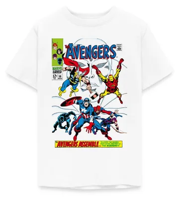 Produktbild von Spreadshirt Avengers Comic Superhelden Assemble Teenager T-Shirt, 152/164 (12-14 Jahre), Weiß
