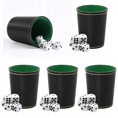Produktbild von Hengbird Leder Würfelbecher Set Schwarz 5 Stück 25 Würfel