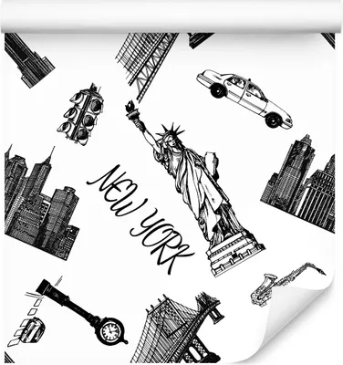 Produktbild von 10m VLIES TAPETE Rolle New York Stadt Taxis Freiheitsstatuen Straße XXL