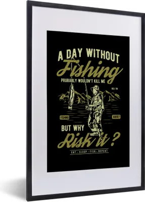 Produktbild von MuchoWow® MuchoWow® Gerahmtes Poster Fisch - Berg - Jahrgang 40x60 cm - Poster mit zchwarzem Bilderrahmen - Poster in Rahmen