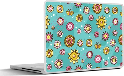 Produktbild von MuchoWow® Laptop Aufkleber Sticker Cover Blumen - Schmetterlinge - Muster 32.5x23.5 cm - Sticker für Laptop - Selbstklebend