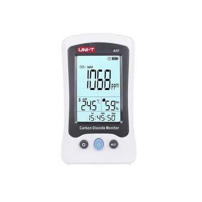 Produktbild von UNI-T CO2 Messgerät A37 mit 400-5000ppm CO2-Bereich, -10 bis 50°C Temperatur, Ampelsystem, akustischer Alarm