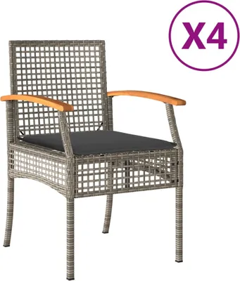 Obrázok produktu pre VidaXL 366252, terasa, Polstrované sedadlo, Akáciové drevo, Polyratan, Oceľ, Šedá, 110 kg, 540 mm