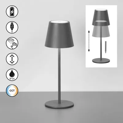 Produktbild von FHL Basena LED Tischleuchte 1,5W dimmbar Akku CCT einstellbare Lichtfarbe sandgrau 850803