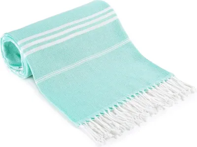 Produktbild von OKWISH Strandtuch groß 180x90 cm Baumwolle, Hamamtuch Saunatuch, Strandhandtuch Damen & Herren Badetuch, Stranddecke Grün