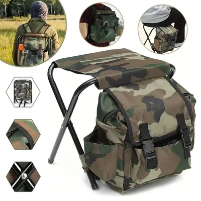 Image de Chaise pliante, tabouret pliant, sac à dos imperméable, chaise pliante ultralégère et portable pour la pêche, le sport, la randonnée, la plage, les barbecues en plein air et le camping