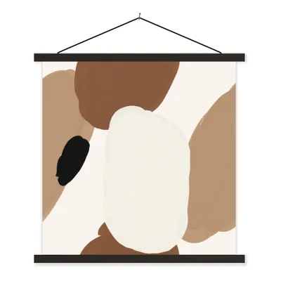 Produktbild von MuchoWow® Textilposter Braun - Flecken - Design 120x120 cm mit schwarzem Rahmen - Aufhängungsset