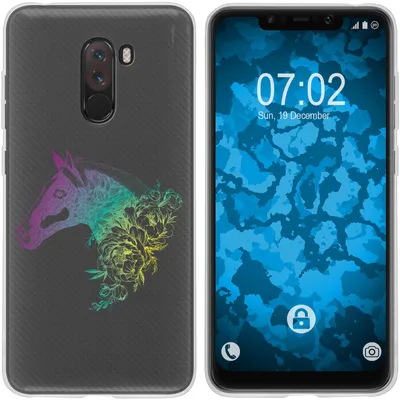 Produktbild von PhoneNatic Case kompatibel mit Xiaomi Pocophone F1 Silikon-Hülle Floral Pferd M5-4