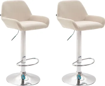 Produktbild von 2er Set Barhocker Braga Stoff chrom creme