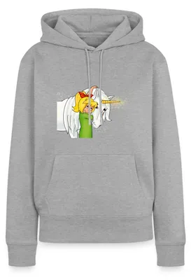 Produktbild von Spreadshirt Bibi Blocksberg Mit Einhorn Goldhörnchen Damen Premium Hoodie, L, Grau meliert
