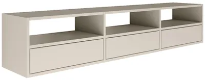 Image de Selsey Framme - Buffet TV suspendu avec trois abattants et étagères ouvertes, gris cachemire, 150 cm