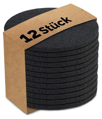 Produktbild von 12er Set Glasuntersetzer Rund Schwarz Filz 102x102x4 mm für Getränke Tassen Gläser