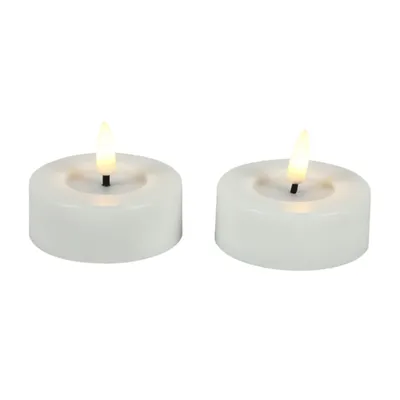 Produktbild von DECOSTAR LED Teelichter weiß außen 2 St. Timer 6,5x5,2cm 3D Flamme warmweiß