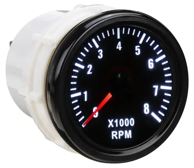 Produktbild von Tachometer, 52mm Durchmesser, 12V Spannung, 0-8000 U/min Anzeige, Analoge Anzeigeart, Drehzahlmesser