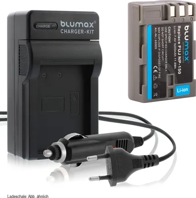 Produktbild von 1x Akku + Lader für Fuji NP-150 Fujifilm FinePix S5 Pro… 1600 mAh (7,2V)