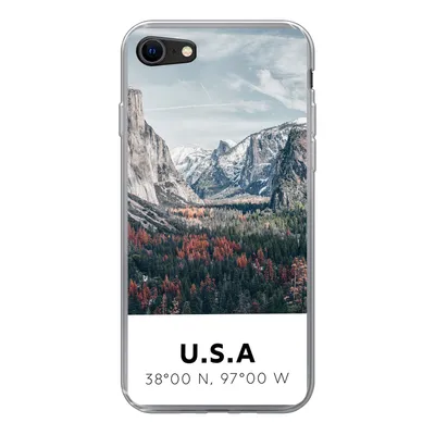 Produktbild von MuchoWow® Handyhülle Schutzhülle Hülle für iPhone 7 Yosemite - Amerika - Wyoming - Wald - Berge Silikon Softcase Handy Hülle - Kartenhalter