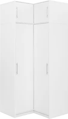 Produktbild von Krudox BAL Eckschrank Weiß 108,5x200x57,5 cm Kleiderschrank Ecke mit 2 Kleiderstangen Schlafzimmer
