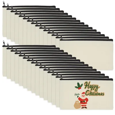 Produktbild von 30 leere Stoffbeutel, Reißverschlusstäschchen, Kosmetiktaschen, multifunktional für Schule, Make-up, Büro und Bastelarbeiten, 12 x 21 cm