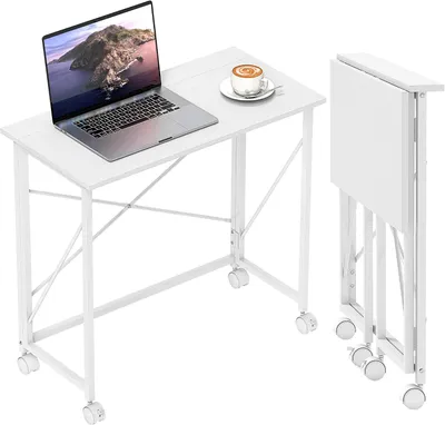Produktbild von Computertisch mit Rollen, klappbar, 80x40x75 cm, Weiß