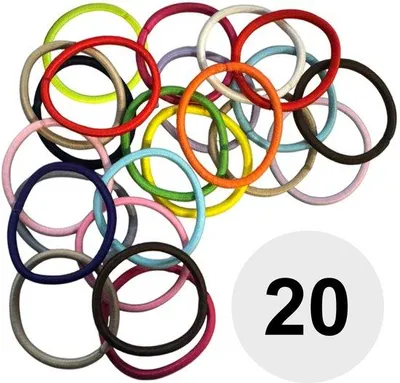 Obrázek produktu pro Gumičky do vlasů, mix, 45 mm, 4 mm tloušťka, balení 20 kusů