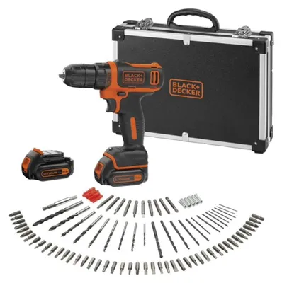 Produktbild von Black & Decker BDCDD12BAFC, Handbohrmaschine, Ohne Schlüssel, Schwarz, Orange, 1 cm, 2,5 cm, 1 cm