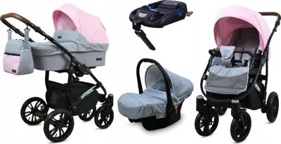 Produktbild von BabyLux® Optimal | 4in1 Kinderwagen Set | Light Pink | Kombikinderwagen | Kinderwagenset | Isofi