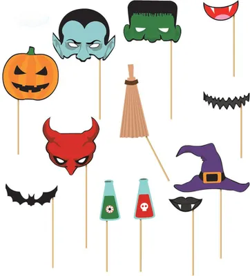Obrázek produktu pro Halloween Fun Props Upír Čarodějnice Dýně Démon Dracula Monster Creatures Scary Photo Booth Magic Potion Broom Accessories Night Party Decoration, barva: Multicoloured