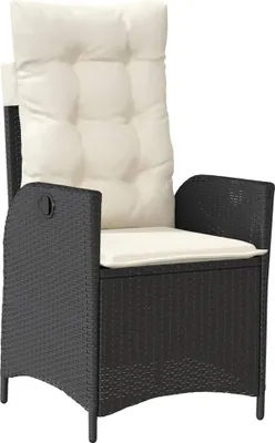Produktbild von vidaXL Gartensessel Verstellbar mit Kissen Schwarz Poly Rattan