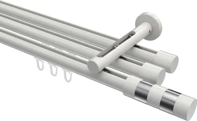 Produktbild von Interdeco Innenlaufstange / Gardinenstange mit Innenlauf Weiß, Typ Siteno Mavell (Zylinder Bicolor), 20 mm Ø 3-läufig, 400 cm