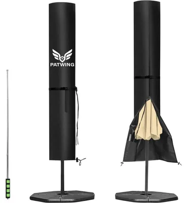 Produktbild von Sonnenschirm Schutzhülle mit Stab 600D Oxford 176x38x38cm Schwarz Wetterfest Wasserdicht UV-Schutz für Ampelschirme 2-4m