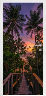 Produktbild von MuchoWow® Türtapete Selbstklebende Türfolie Sonnenuntergang - Palmen - Strand 90x235 cm Türposter Türaufkleber Klebefolie Türklebefolie - XXL-Plakaten - Foster für Türen - Aufkleber