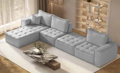 Obrázek produktu pro Modulární rohová pohovka XL BOHOO látka Raven grey levá