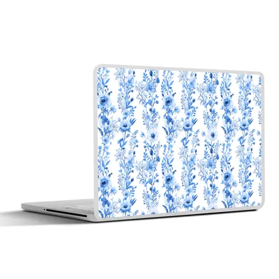 Produktbild von MuchoWow® Laptop Aufkleber Sticker Cover Blumen - Anemone - Muster - Blau 36.5x27.5 cm - Laptop-Sticker