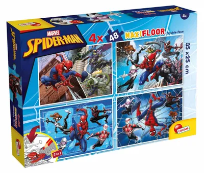 Zdjęcie produktu dla Dwustronne puzzle podłogowe Maxi 4x48 Spiderman