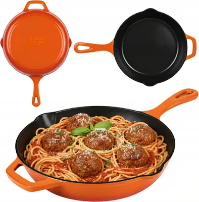 Productafbeelding van Geëmailde gietijzeren pan, 26 cm, HAGE, kleur oranje