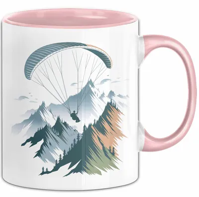 Produktbild von Paraglider Tasse Geschenkidee Himmelsentdecker Lustiger Geschenkidee Lustig (Rosa)