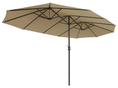 Image de Parasol double 460 x 270 cm, très grand parasol, parasol de jardin, protection UV jusqu'à UPF 50+, parasol de terrasse, avec manivelle, pour le jardin, le balcon, l'extérieur, sans pied, taupe GPU36BR