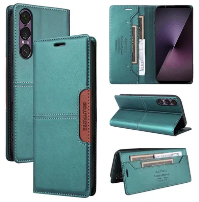 Produktbild von Handyhülle für Sony Xperia 1 VII Hülle, Leder Flip Wallet Kartenfach Stand Schutzhülle Grün