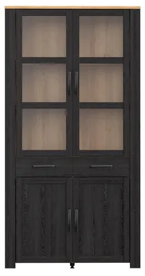 Produktbild von Stauraumvitrine >BOHOL< in Eiche Nachbildung / Cabezone - 106,4x205,4x42cm (BxHxT)
