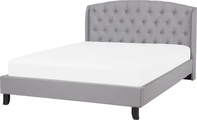 Obrázek produktu pro BELIANI Šedá čalouněná postel 140 x 200 cm s rámem a prošívaným čelo